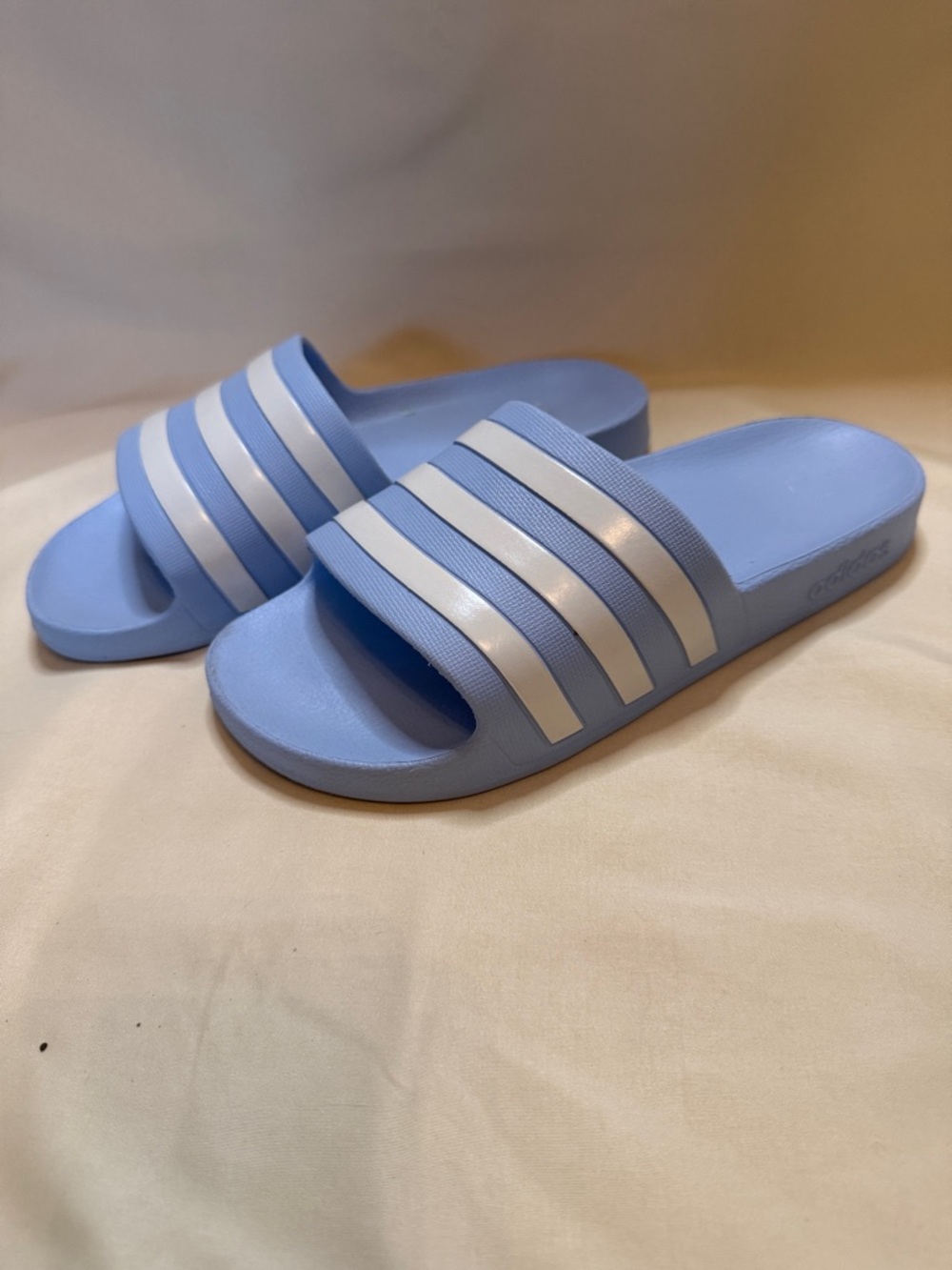adidas Light Blue and White Women's Slide Sandals - Picture 3 of 5